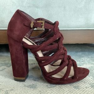 BCBGMaxAzria Burgundy Strappy Heels Shoes Sz 6